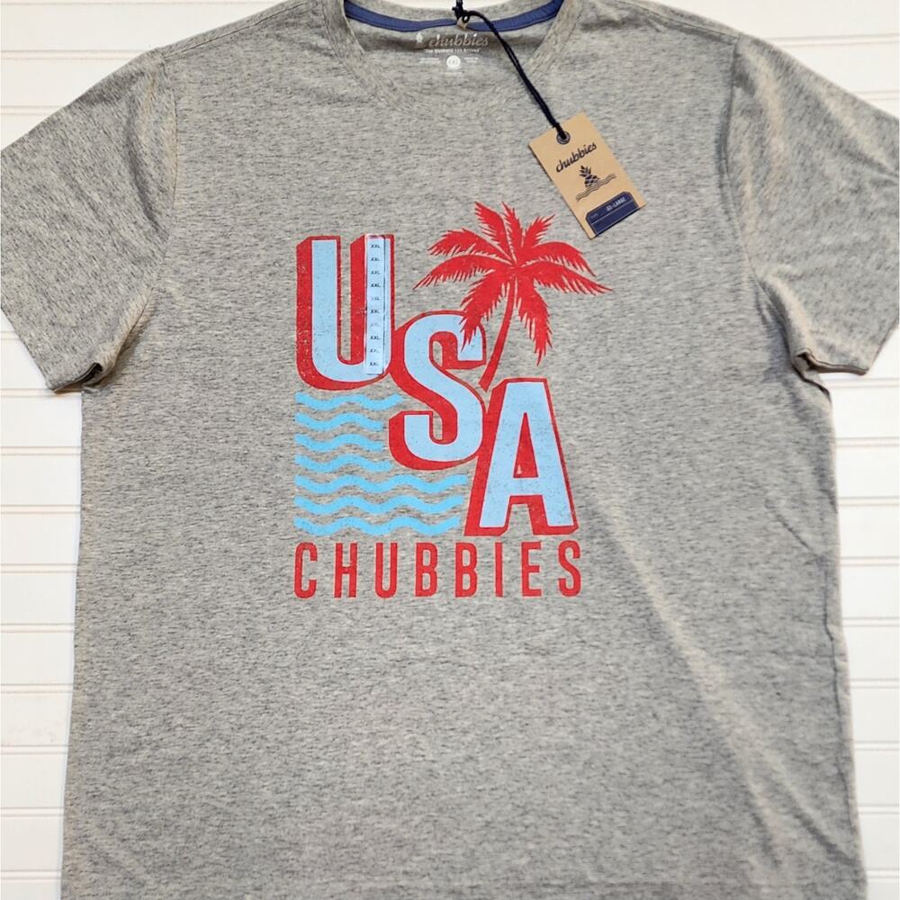NWT Chubbies Men's The Chub-Spangled Banner Graphic T-Shirt Size XXL Gray